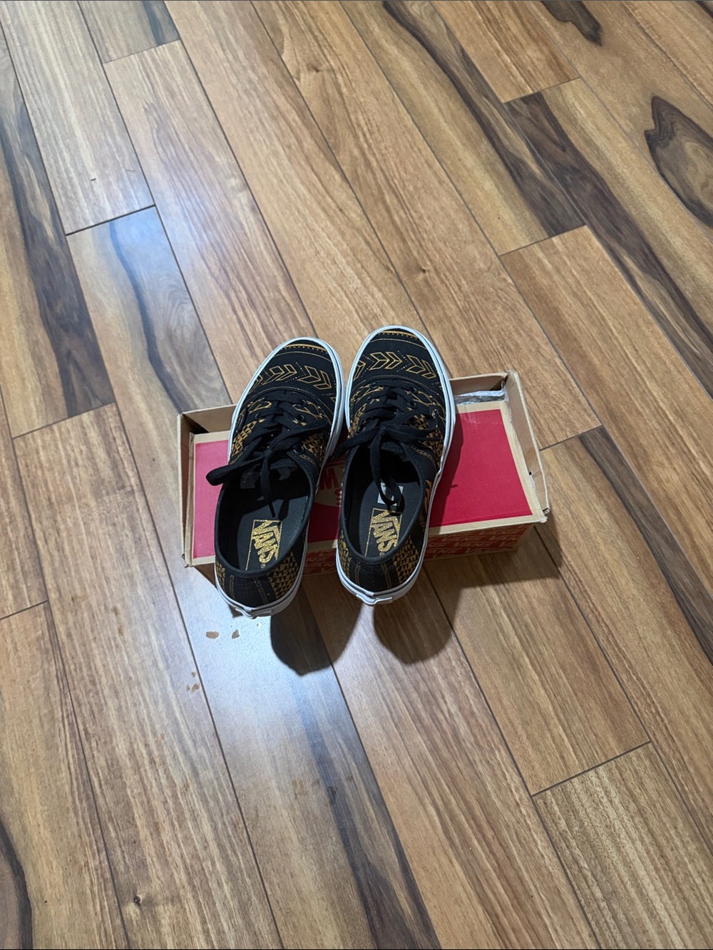 Vans womens Black Sneakers with Gold Tribal Print